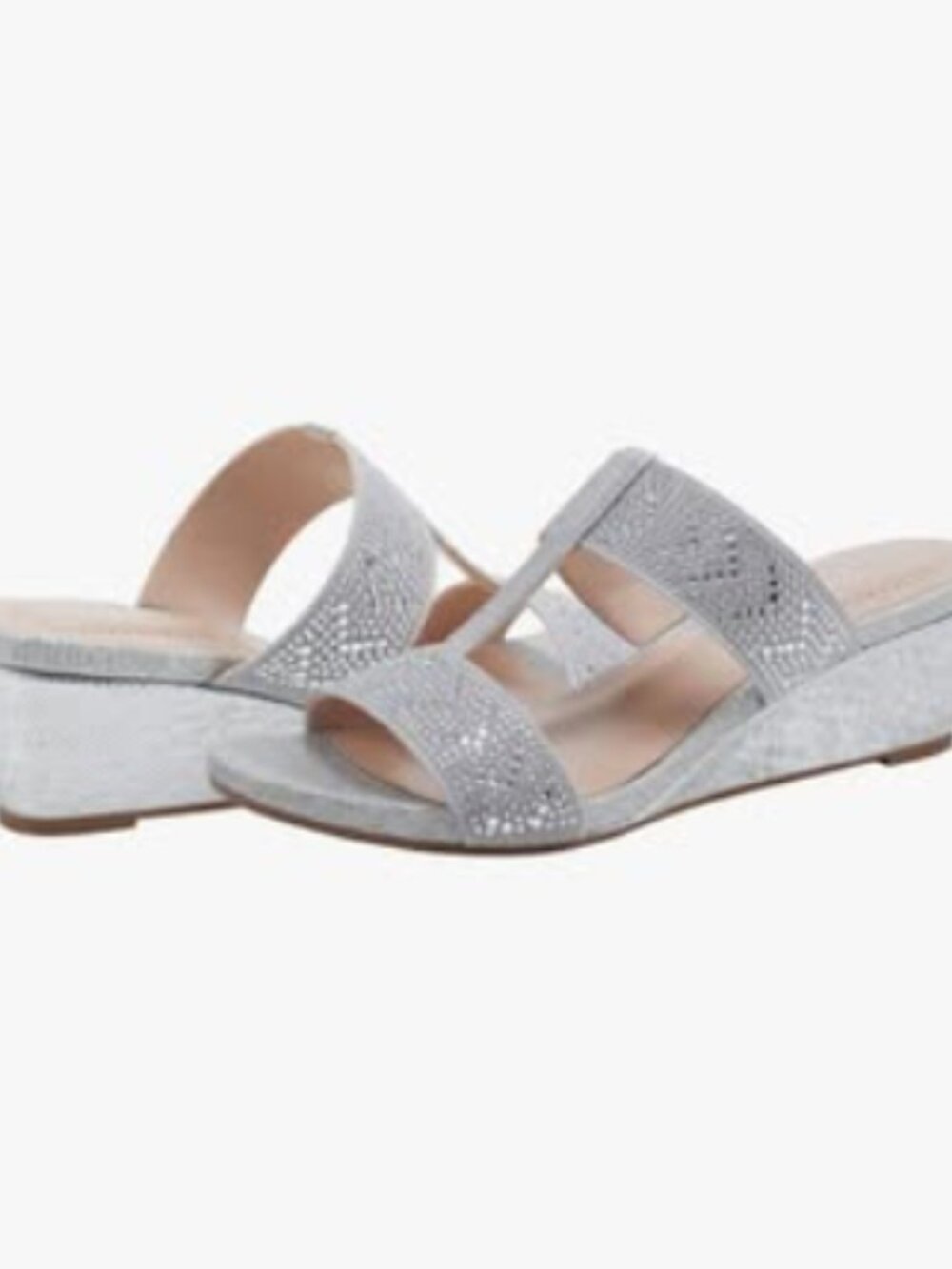 Bandolino Iluvit Silver Crystal Wedge Sandals Size 9.5 NIB